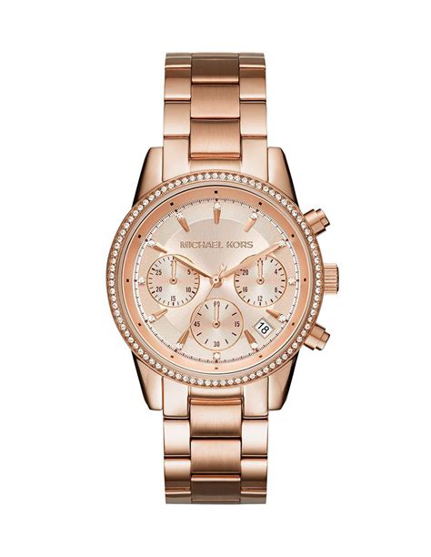 michael kors relojes mujer oro rosa|Michael Kors watch model nadja.